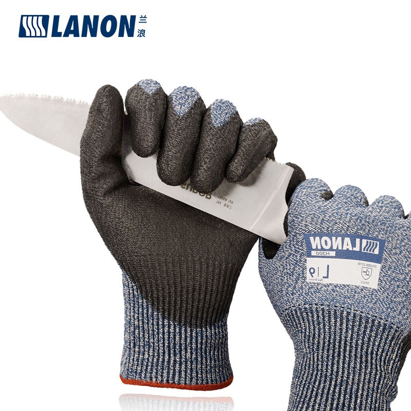 LANON蘭浪H101丁腈涂掌耐磨3級防割手套圖片1 LANON蘭浪H101丁腈涂掌耐磨3級防割手套圖片1