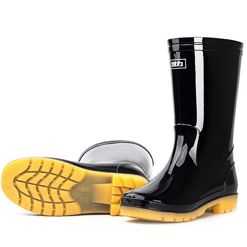 回力807防滑防水黑色中筒雨靴圖片2