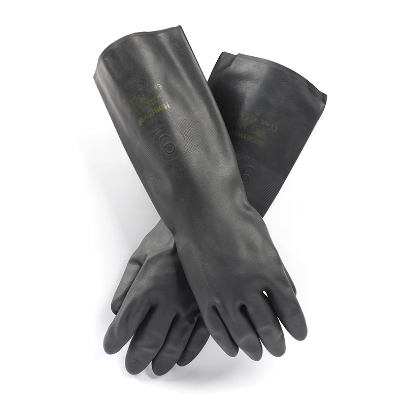 霍尼韋爾2095025橡膠防化手套黑色直筒袖口手套