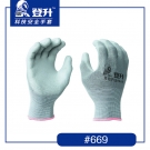 登升669滌綸PU半掛勞保手套