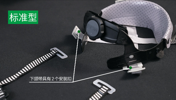 梅思安Y型四點式下頦帶安全帽安裝方法3