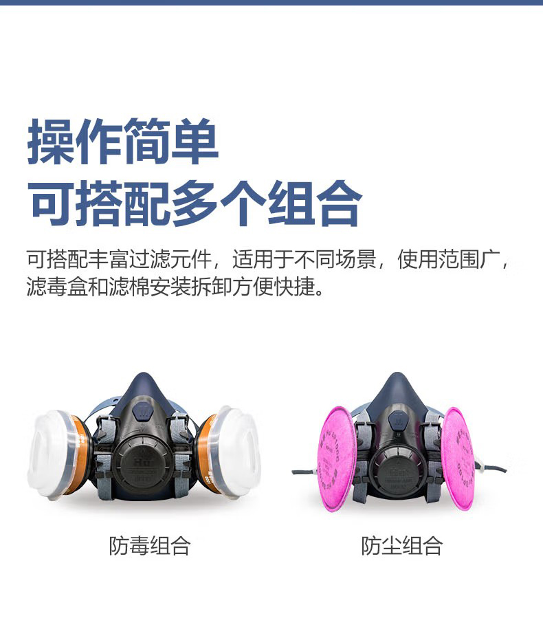 呼享8600雙濾盒硅膠半面罩防毒面具6