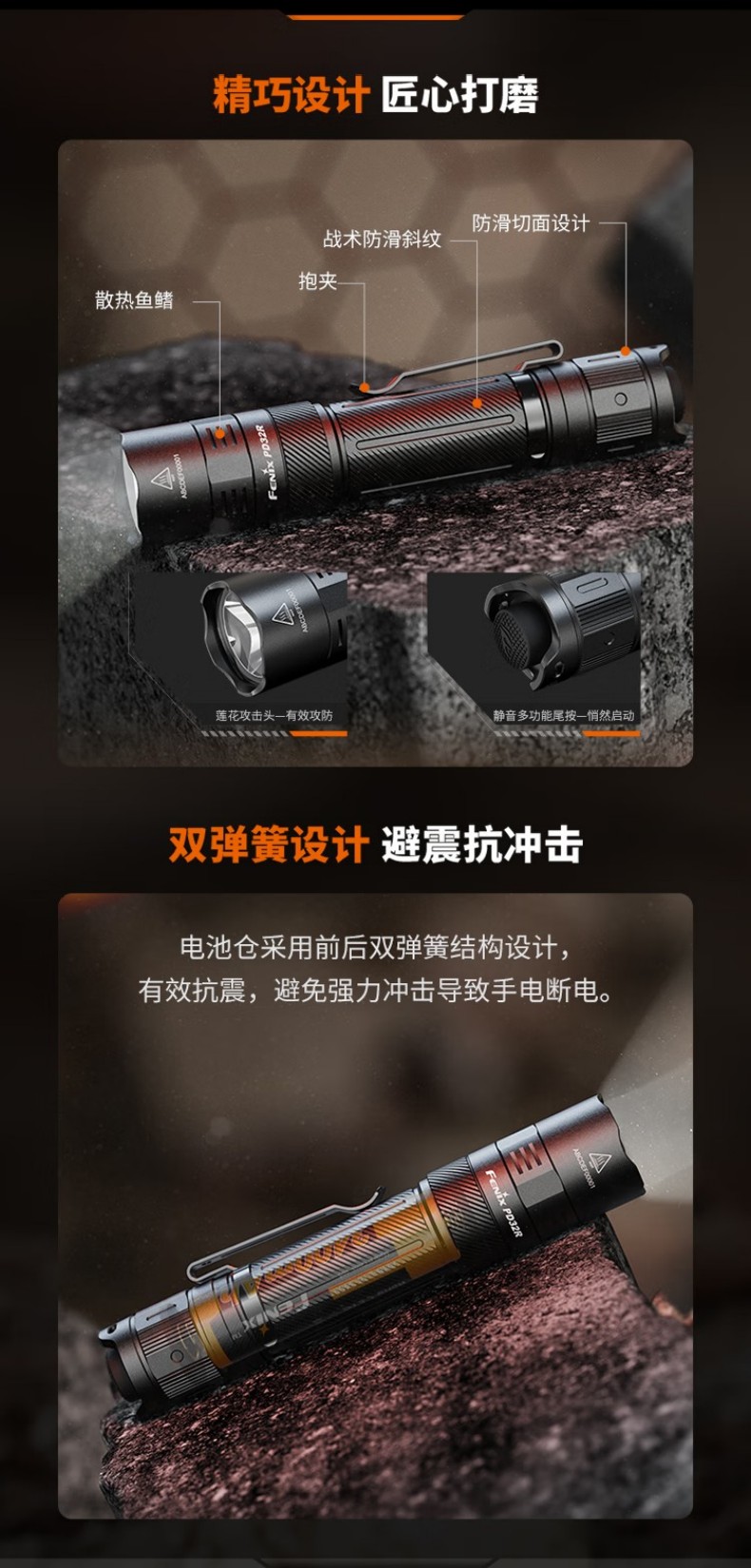 FENIX菲尼克斯PD32R PD系列高亮可充電戰(zhàn)術(shù)小直筒手電10.jpg